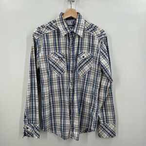 Franky Max Plaid Long Sleeve Button Down Pocket Shirt Mens Small